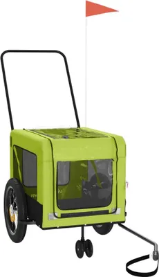 Produktbild von vidaXL Fahrradanhänger Hunde Grün und Schwarz Oxford-Gewebe & Eisen