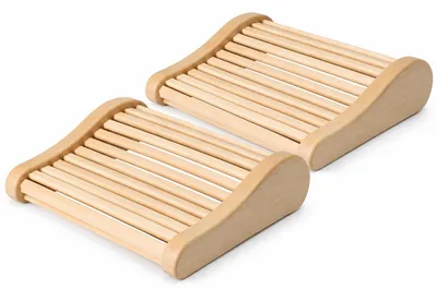 Produktbild von HAF 2x Sauna Funktionskopfstütze Espe | Kopfstütze & Rückenstütze aus 100% natürlichem Espenholz | Breite Liegefläche | Ergonomische Holzauflage