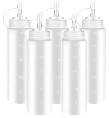 5 Knijpflaschen 240 ml, Kunststoff, auslaufsicher, BPA-frei