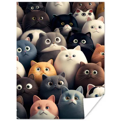 Produktbild von MuchoWow® Poster Katze - Tiere - Katze - Muster - Junge - Mädchen 90x120 cm - Wohnzimmer