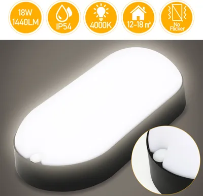 Produktbild von karpal LED Feuchtraumleuchte Ovalleuchte Badlampe IP54 18W Buerolamp Kellerleuchte