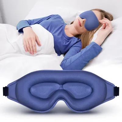 Produktbild von 3D Schlafmaske Lichtdicht Memory Foam Seide Blau für Damen Herren