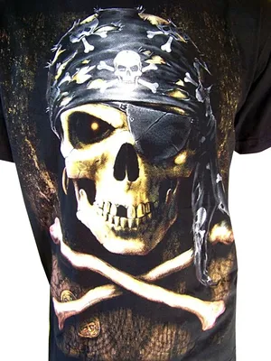 Produktbild von Krasses Spiral T-Shirt PIRAT SKULL schwarz XL