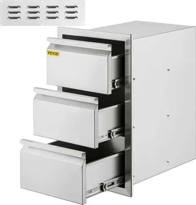 Produktbild von VEVOR 3 BBQ Schubladen Schubfächer 38X65cm Aussenküche Gastroschrank Schubkasten