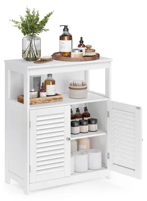 Produktbild von VASAGLE Badezimmermöbel auf Füßen, Aufbewahrungsschrank, Schrank mit 2 verstellbaren Regalen, 30 x 60 x 80 cm, Grau BCB60GY – Dunkelgrau
