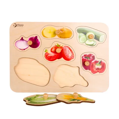 Image de CLASSIC WORLD Puzzles en bois pour enfants Vegetables Match the Shapes 9 pcs.