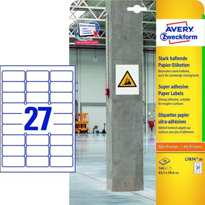 Immagine prodotto di AVERY ZWECKFORM L7874-20 Avery Zweckform® L7874-20 Etichette di carta - A4, 540 pezzi, 63,5 x 29,6 mm, stella