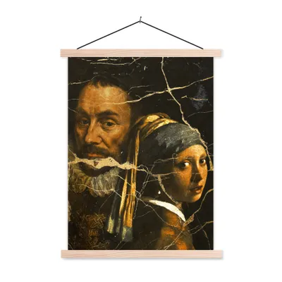 Produktbild von MuchoWow® Textilposter Kunst - Collage - Alte Meister 40x53 cm mit holzfarbenen Rahmen - Schlafzimmer