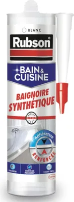 Immagine prodotto di Sigillante siliconico per uso sanitario Rubson Bain and Cuisine, colore bianco, 280 ml