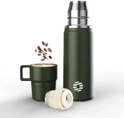 Immagine prodotto di Tazza termica isolata da 850 ml, mantiene il caldo per 12 ore e il freddo per 24 ore, acciaio inossidabile, verde