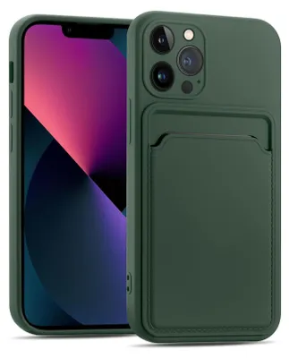 Immagine prodotto di Custodia per telefono cellulare per Apple iPhone 13 Pro Custodia protettiva in silicone con slot per schede Slim Cover, verde