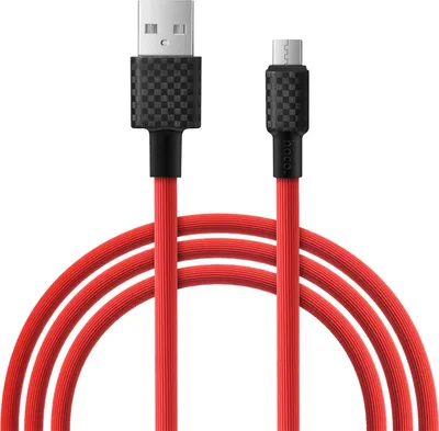 Produktbild von Hoco X29 USB Kabel 1m Micro-USB Ladekabel Datenkabel Carbon Faser Textur Fast Charge Handykabel in rot