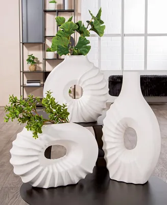 Obrázok produktu pre Gilde Vase, Pula, keramika, biela, balenie 2 ks, výška: 25,00 cm, šírka: 35,00 cm, hĺbka: 12,00 cm, kód: 57503