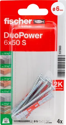 Produktbild von fischer Allzweckdübel DuoPower 6 x 50 S, 4 Stück