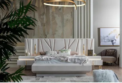 Produktbild von Schlafzimmer Set Luxus Komplettes Bett 2x Nachttische 3tlg. Modern Set