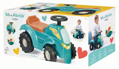 Image de Tracteur jouet Ecoiffier, à roulettes, en plastique, avec compartiment de rangement, bleu