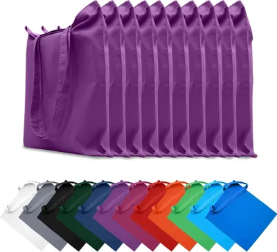 Produktbild von 10er SET Stofftaschen Baumwolltaschen 28x32 cm Taschen Beutel Tragetaschen Einkaufstaschen Stoffbeutel, in Farbe: Orchidee