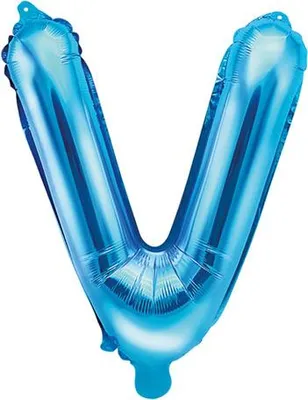 Immagine prodotto di Palloncino in foil lettera "V", 35 cm, blu (1 scatola / 50 pezzi)