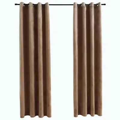 Produktbild von vidaXL Verdunkelungsvorhänge mit Ösen 2 Stk. Samt Beige 140x225 cm
