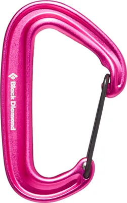 Pinkfarbener Miniwire Karabiner von Black Diamond; geeignet für Klettern.