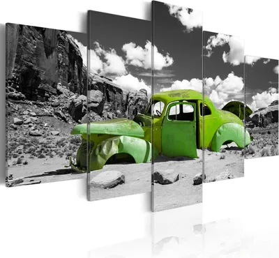 Image de Toiles 200 x 100 cm f-A-0003-b-o (200 x 100 cm)  5 pièces Impression artistique moderne Tableaux muraux XXL Décoration murale Design Tableau mural AUTO WRACK WÜSTE