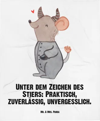 Produktbild von Mr. & Mrs. Panda Babydecke Stier Astrologie - Weiß - Geschenk, Geburtstagsgeschenk, Erstlingsdecke, Sternzeichen, Schmusedecke, Kinderwagendecke, Schlummerdecke, Plaid