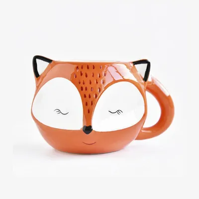 Image de Tasse en céramique 3D en forme d'animal, motif renard, 550 ml, avec anse, pour café et thé