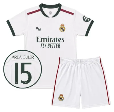 Produktbild von Real Madrid Fußballtrikot - Arda Güler - Heim Fußballtrikot Kinder - Größe 116 bis 164 - Saison 2026/2027 - Trikot und Hose - Jungen - Mädchen - Weiß