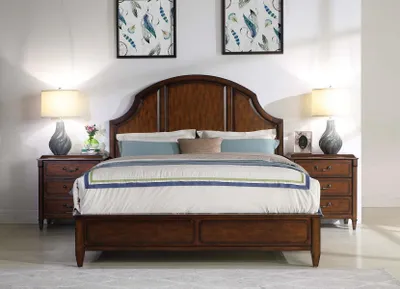 Produktbild von Bett Nachttisch 3tlg. Schlafzimmer Set Landhaus Luxus Komplett Möbel Gruppe
