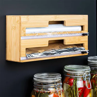 Produktbild von Folienrollenhalter aus Bambus Maße: ca. 35 x 15 x 7,5cm