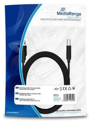 Produktbild von MediaRange Anschlusskabel USB 2.0 A->B St/St 3m schwarz Blister