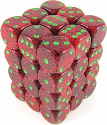 Produktbild von Chessex Erdbeer gesprenkeltes D6 12mm Würfelset (36 Stück)