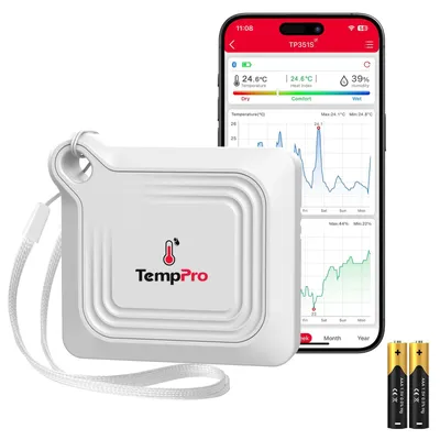 Produktbild von Bluetooth-Hygrometer Thermometer Raumthermometer - 80 m Reichweite - App - 2 Jahre Speicher - Celsius und Fahrenheit