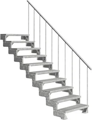 Produktbild von Aussentreppe Pertura Tallis mit Geländer 10 Steigungen 100 cm Gitterrost