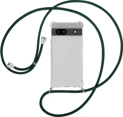 Produktbild von Handykette Backcover-Schutzhülle mit Band (Metall silberfarben) für Google Pixel 7a - dunkelgrün