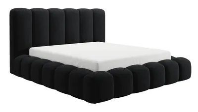 Produktbild von Polsterbett 160x200 Selvo mit Bettkasten, Lattenrost - Wolkenbett mit dicker Schaumstoffpolsterung - Schwarz, KI-generiertes Bild