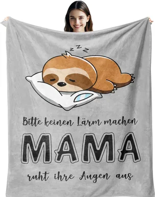 Immagine prodotto di Coperta per mamma, morbidissima, con simpatico motivo di bradipo, 150x130 cm. Idea regalo per la mamma