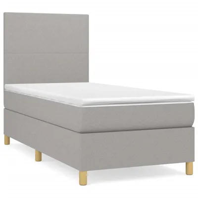 Immagine prodotto di vidaXL Letto a molle con materasso grigio chiaro 90x200 cm in tessuto