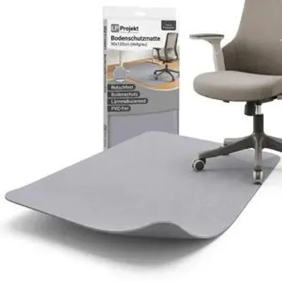Image de LP Projekt Tapis de protection du sol gris clair 90x120cm - - Sous-couche pour chaise de bureau - Sous-couche pour chaise de bureau antidérapante - Tapis de protection pour chaise de bureau