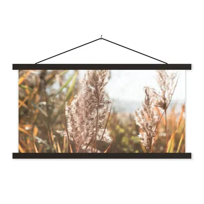 Produktbild von MuchoWow® Textilposter Schilf - Sonne - Pflanze 60x30 cm mit schwarzem Rahmen - Textilien