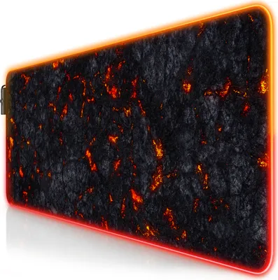 Produktbild von Titanwolf RGB Gaming Mauspad, Mousepad XL 800 x 300mm verbessert Präzision & Geschwindigkeit, Lavamotiv