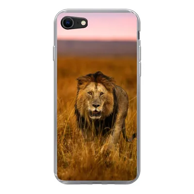 Produktbild von MuchoWow® Handyhülle Schutzhülle Hülle für iPhone 8 Löwe - Savanne - Gras Silikon Softcase Handy Hülle - Schutzhaube