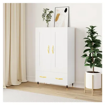 Produktbild von Highboard, Sideboard mit viel Stauraum, Mehrzweckschrank, Kommode für das Wohnzimmer, Modern, Weiß Holzwerkstoff