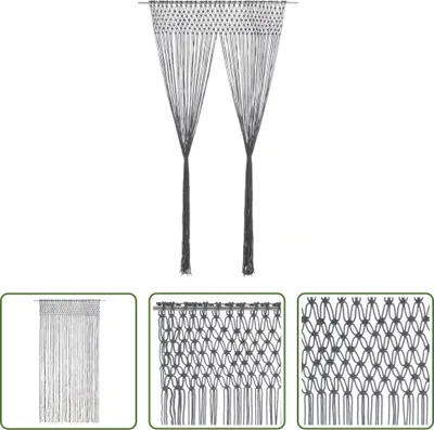 Produktbild von The Living Store Makramee Vorhang Anthrazit 140x240 cm Baumwolle