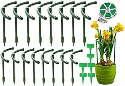 Produktbild von PolkaHome® Pflanzenstützen Set – 16 Stück, 25 cm, dunkelgrün, Kunststoff, wetterbeständig