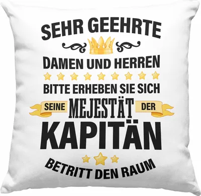 Produktbild von Trendation - Kapitän Deko-Kissen mit Füllung 40x40 Geschenk Spruch Männer Vater Geschenkidee Käpten Geburtstag (Grün)