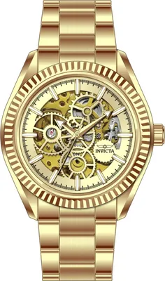 Produktbild von Invicta Objet D Art 69752 Herrenuhr - Automatikwerk - Edelstahl mit goldenem Zifferblatt - 43 mm
