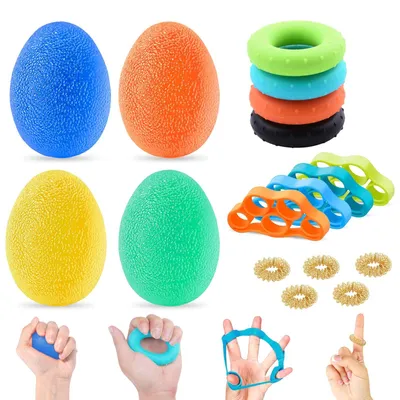 Productafbeelding van Set van 12 Handtrainers met Stressballen en Vinger Massagers