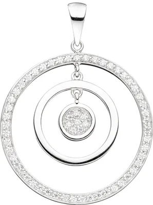 Produktbild von JOBO Anhänger rund 925 Sterling Silber rhodiniert mit Zirkonia