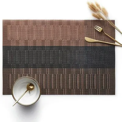 Produktbild von Vinyl-Tafelmatte-Set mit 4 Teilen - Hittebestendig & Antislip - Wasbare Gewebematte - 45x30 cm Restaurantqualität